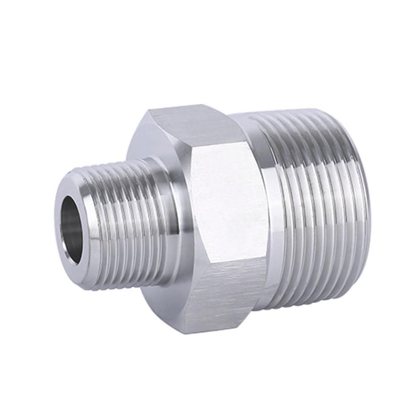 Pysrych Stainless Steel 304 Forged Pipe Fitting Reducing Hex Nipple 3/4" NPT Male x 3/8" NPT Male Straight Connector Adapter 3000psi - Image 5